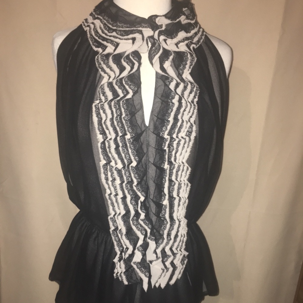 Neiman Marcus Robert Rodriguez Ruffle‎ Halter Blouse Medium